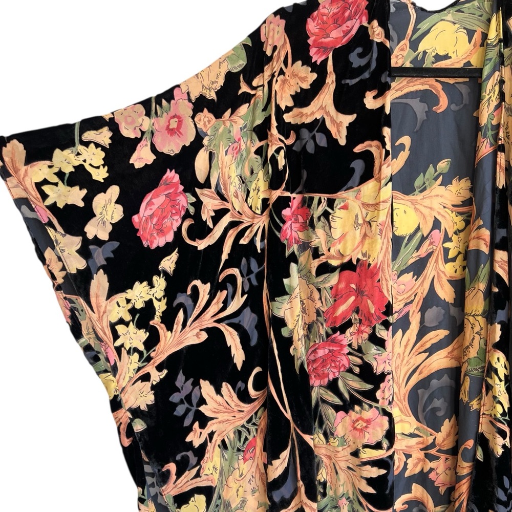 Lovestitch Burnout Velvet Fringe Kimono Stevie Nicks Whimsigoth - Picture 4 of 4